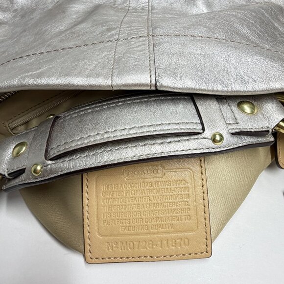 Coach Carly Shoulder Bag in shimmery silver and gold tone brass hardware - Picture 5 of 11